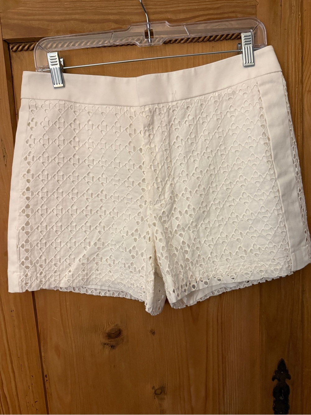Calvin Klein White Lace Eyelet High-Waist Shorts